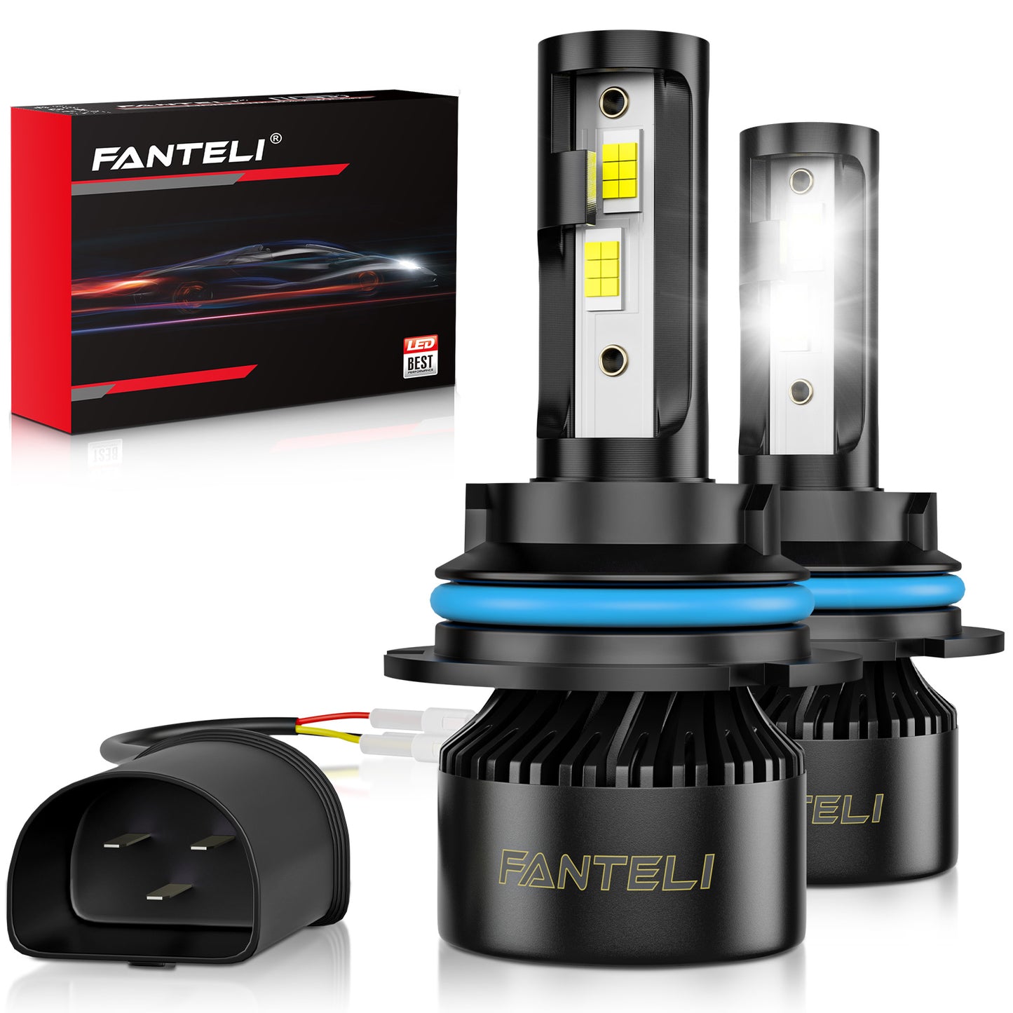 FANTELI 9004 LED Headlight Bulbs, 20000 Lumens 600% Brighter 9004 LED Hi/Lo Beam 6500K Cool White CSP LED Headlights Conversion Kit Halogen Replacement, Pack of 2