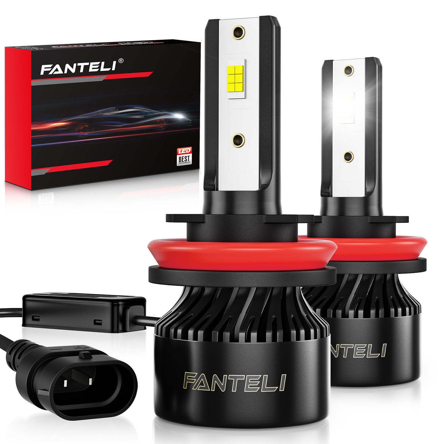 FANTELI H11 LED Headlight Bulbs, 20000 Lumens 600% Brighter H11 LED 6500K Cool White H8 H9 H16 CSP LED Headlights Conversion Kit Halogen Replacement, Pack of 2