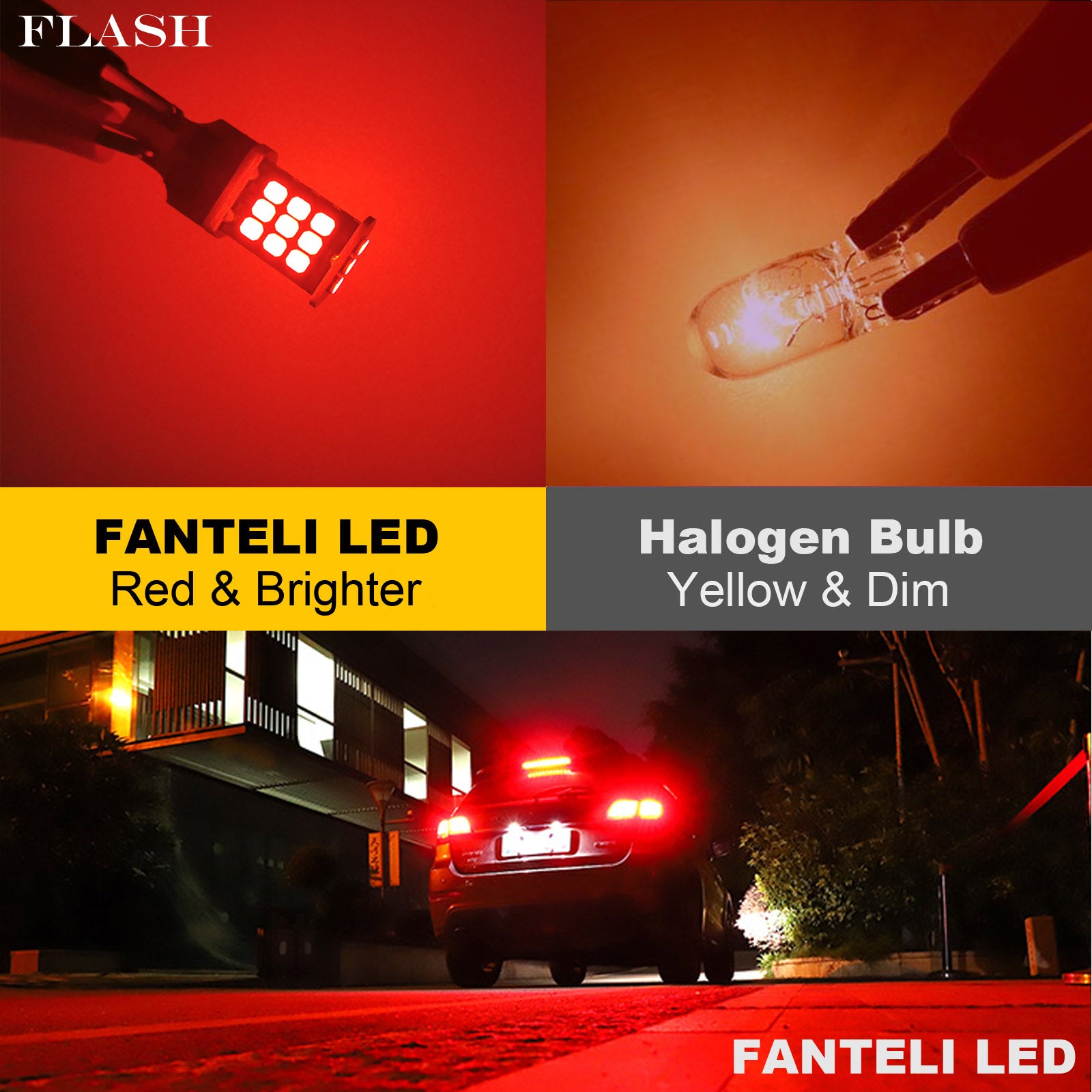 FANTELI 1157 LED Bulb Flashing Brake Lights, 300% Brighter 2057 2357 7